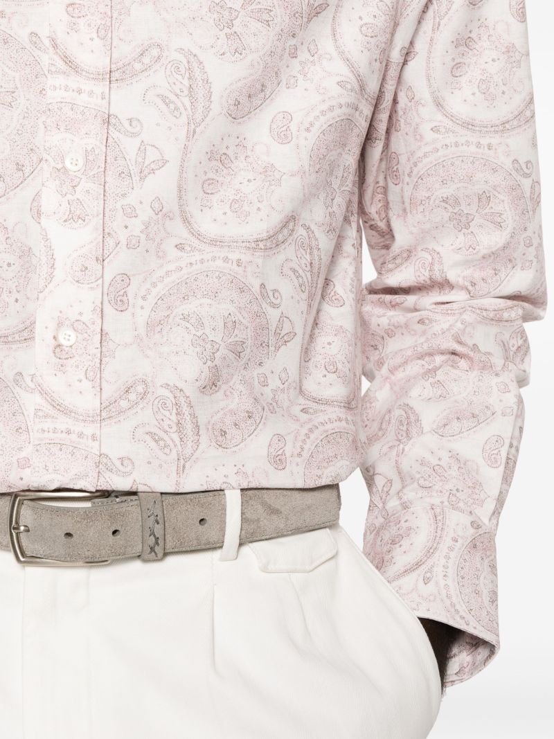 Pink Paisley-print Cotton Shirt