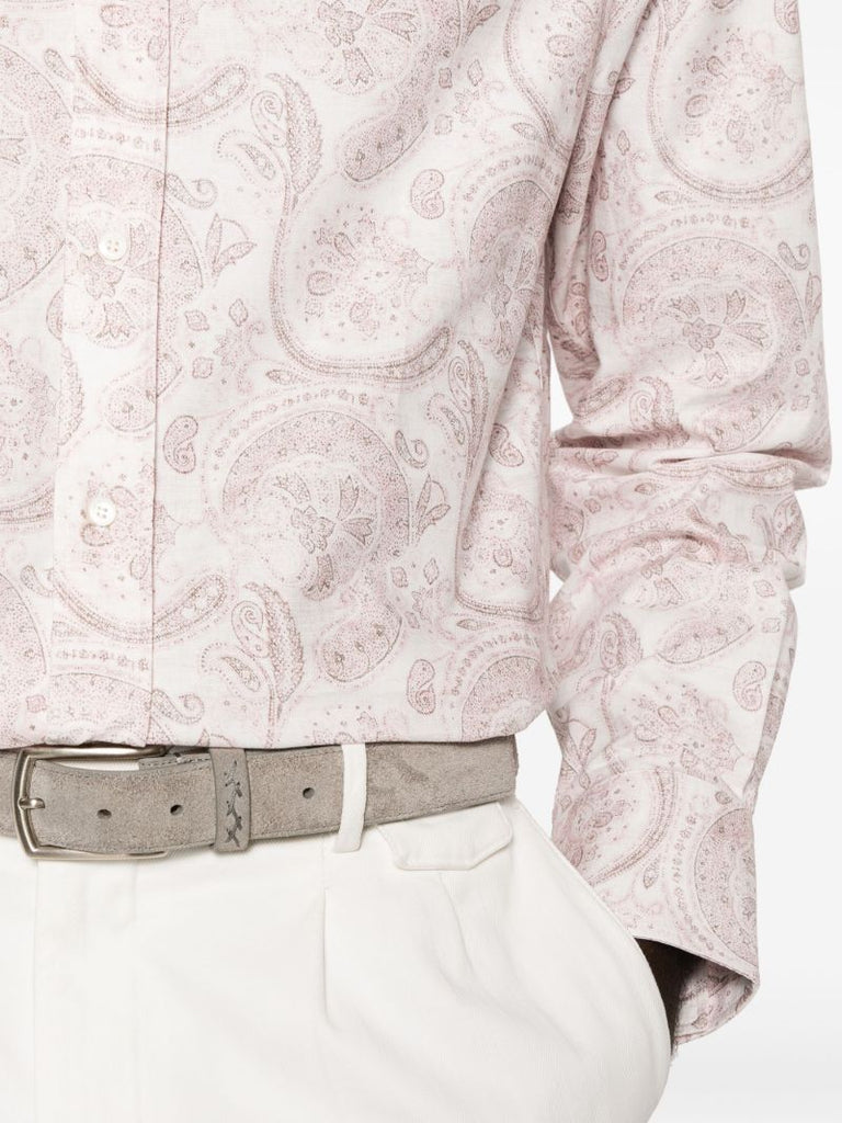 Pink Paisley-print Cotton Shirt