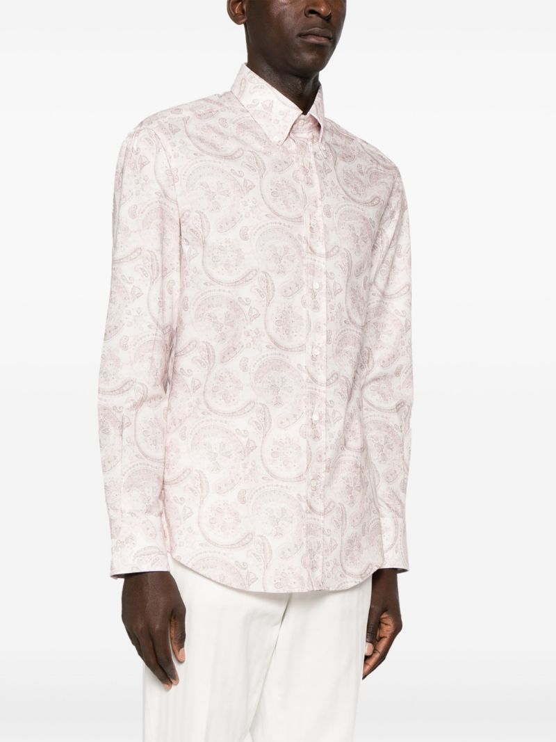 Pink Paisley-print Cotton Shirt