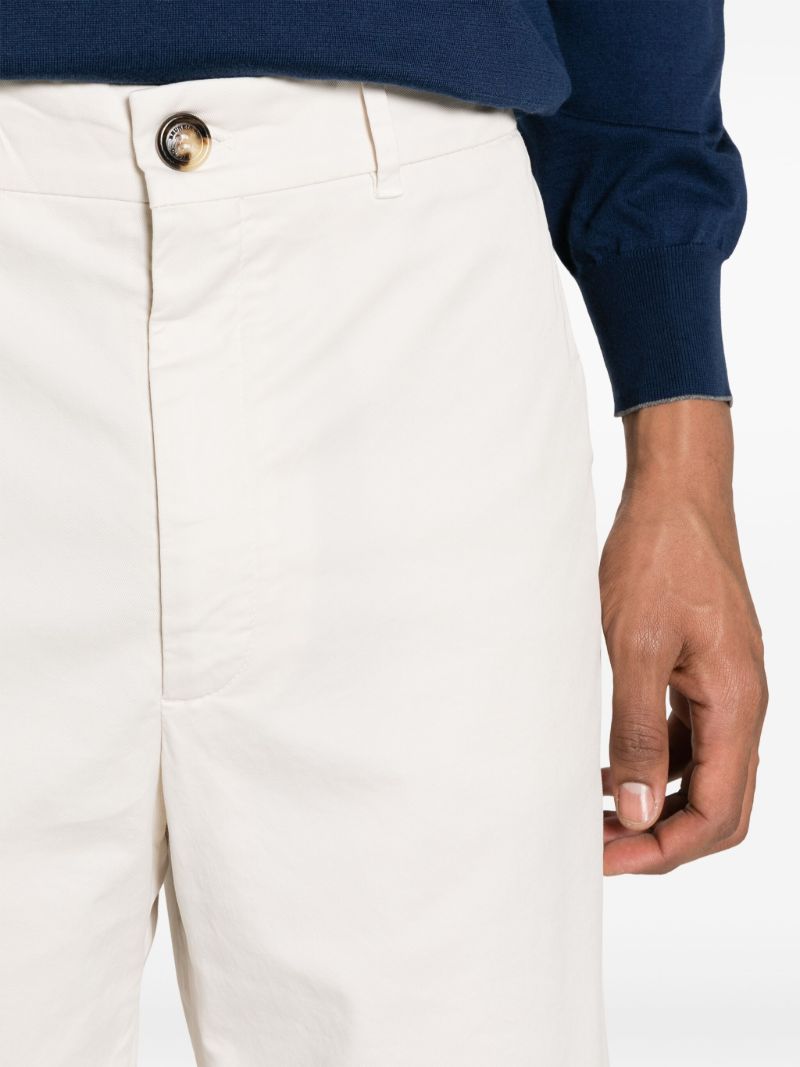 Neutral Cotton-blend Bermuda Shorts