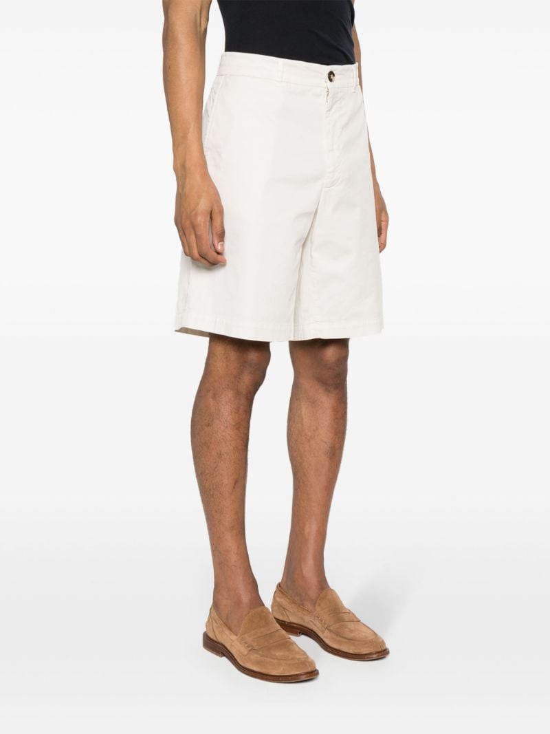 Neutral Cotton-blend Bermuda Shorts