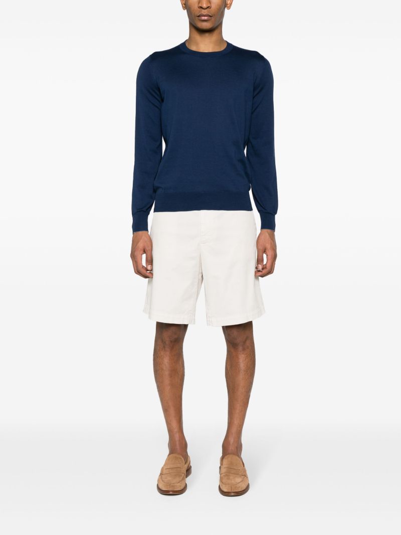 Neutral Cotton-blend Bermuda Shorts