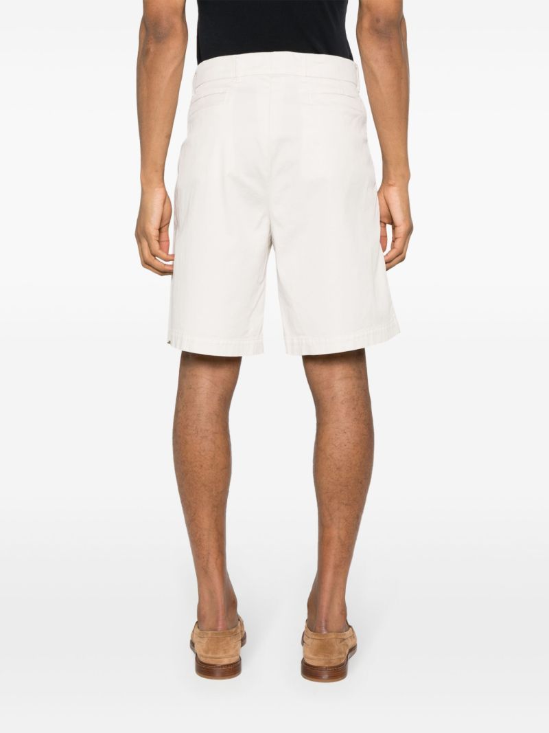 Neutral Cotton-blend Bermuda Shorts