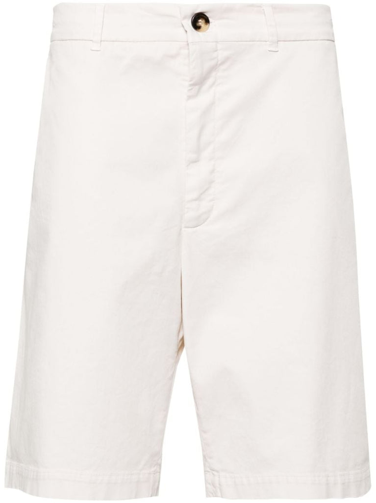 Neutral Cotton-blend Bermuda Shorts