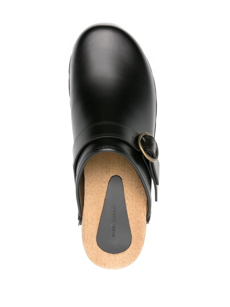 Black Thalie Leather Clogs