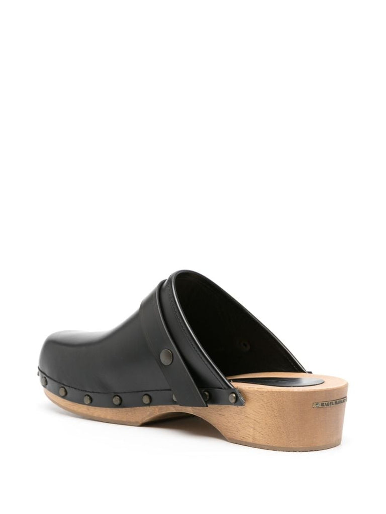 Black Thalie Leather Clogs