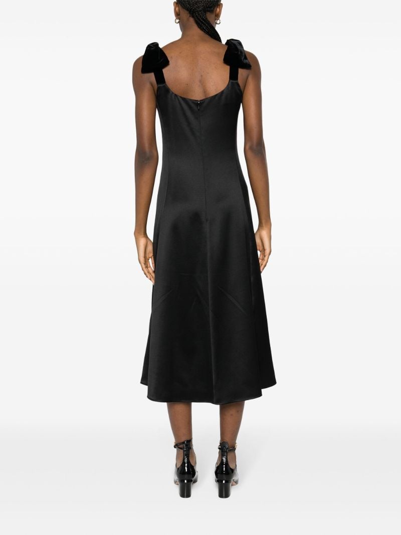 Black Bow-embellished Satin Dress