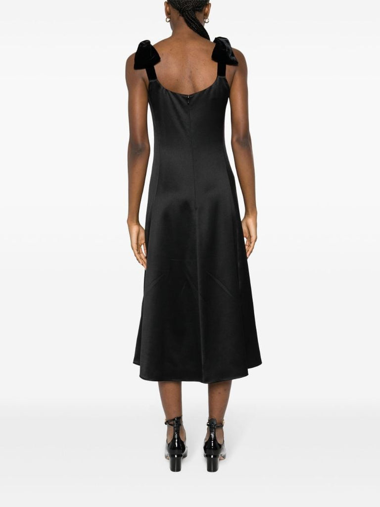 Black Bow-embellished Satin Dress