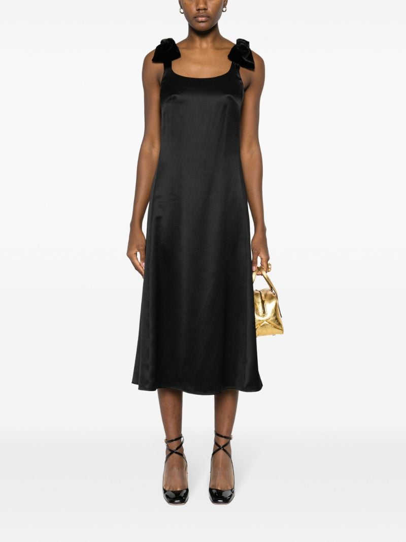 Black Bow-embellished Satin Dress