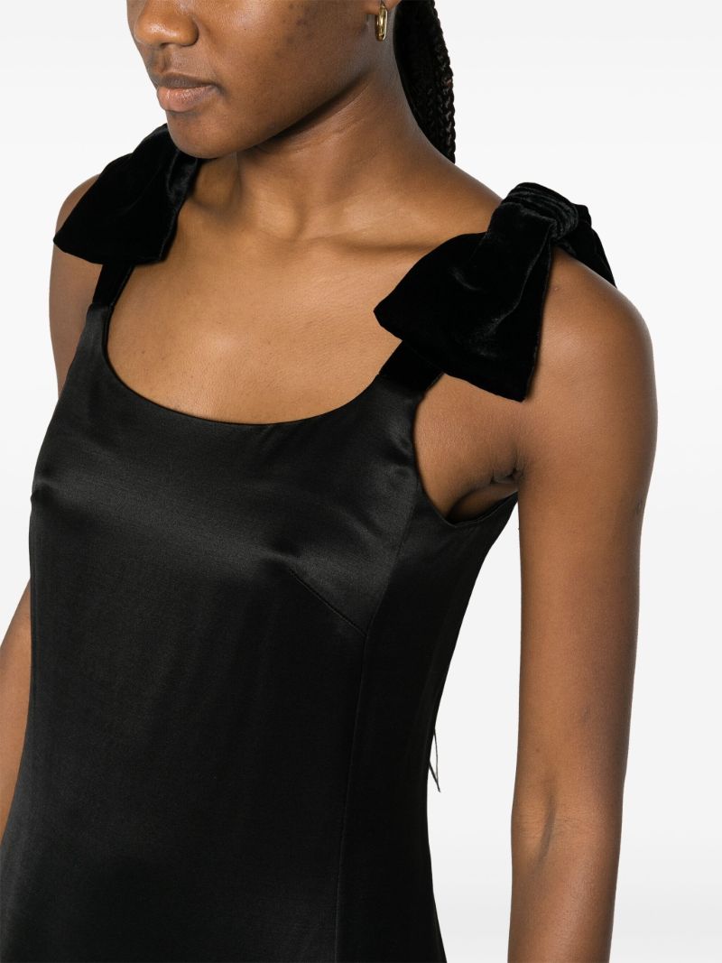 Black Bow-embellished Satin Dress