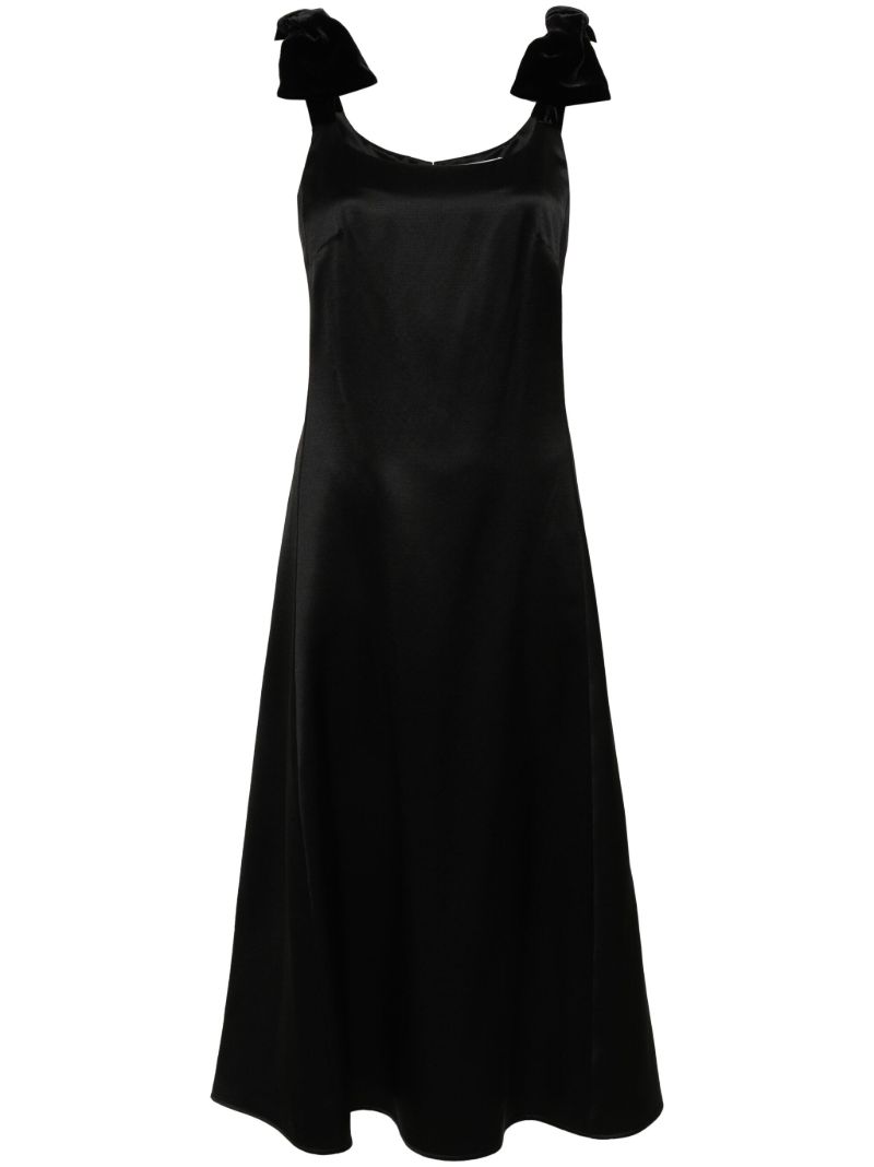 Black Bow-embellished Satin Dress