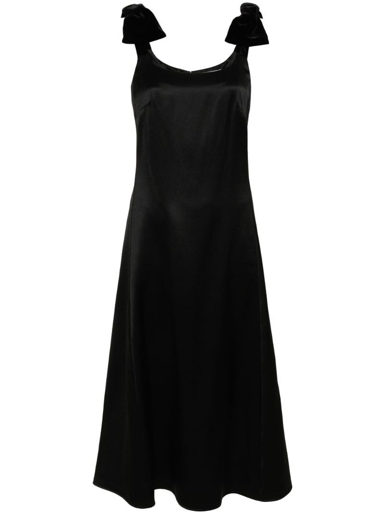 Black Bow-embellished Satin Dress