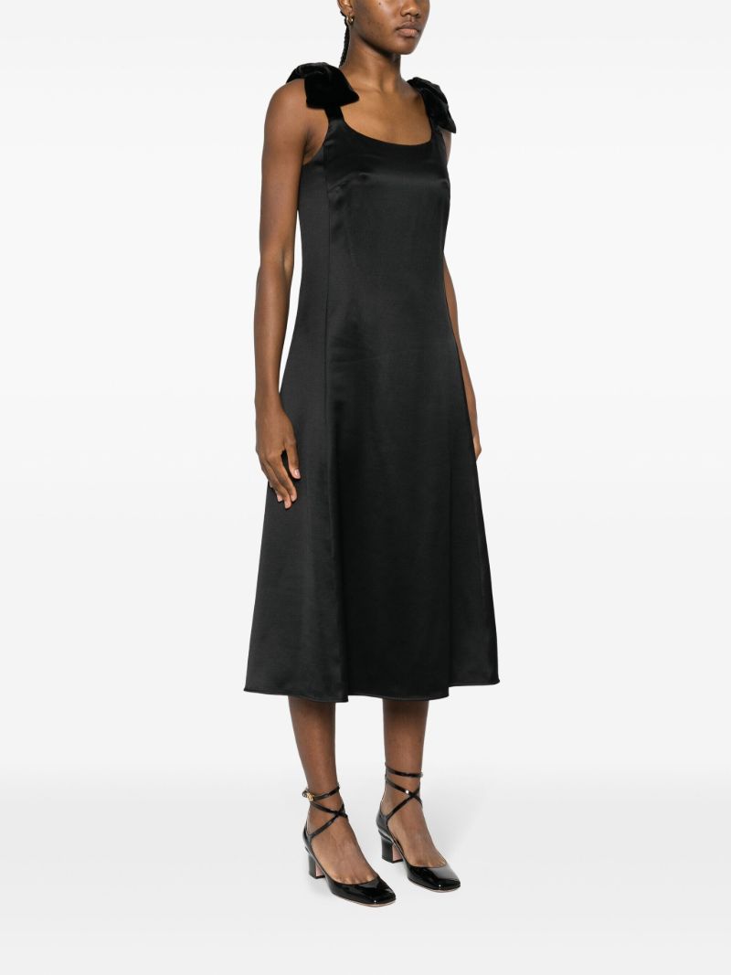 Black Bow-embellished Satin Dress