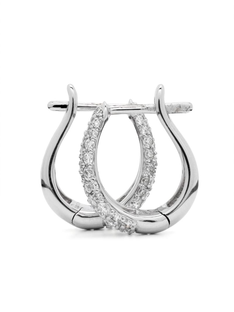 14k White Gold Drd Large Diamond Hoop Earrings