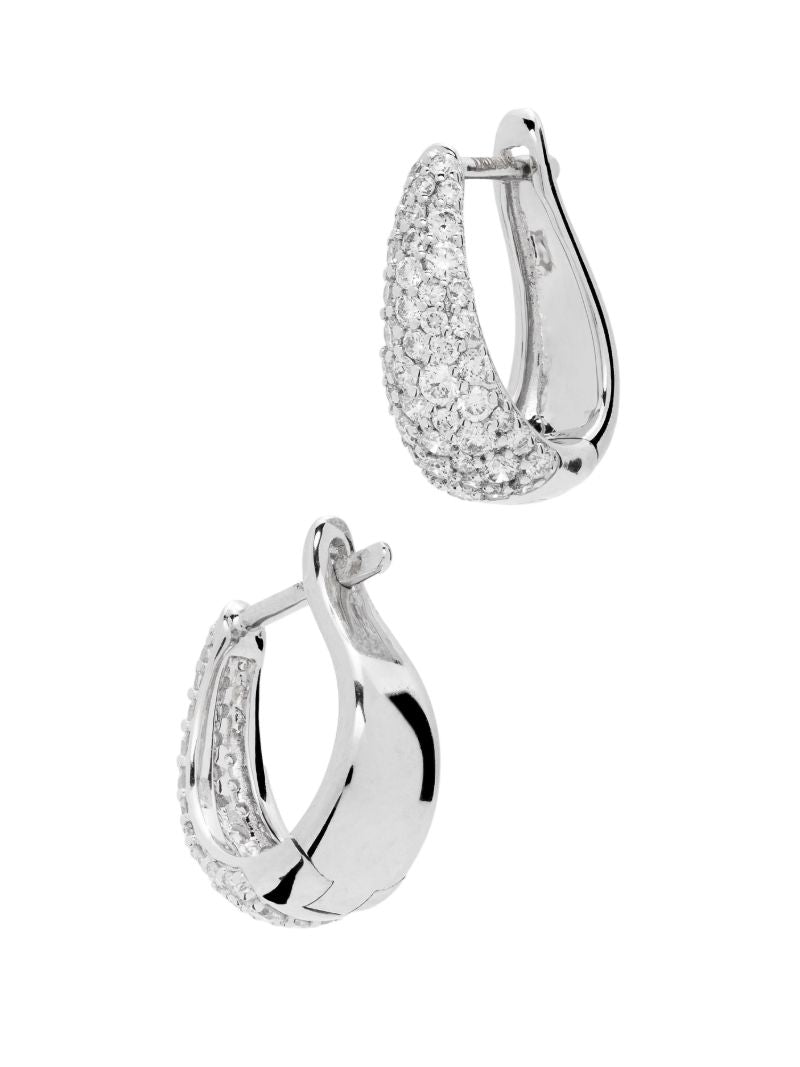 14k White Gold Drd Large Diamond Hoop Earrings