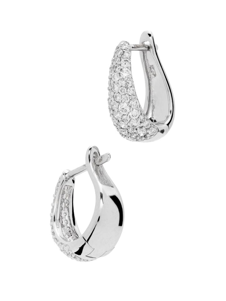 14k White Gold Drd Large Diamond Hoop Earrings