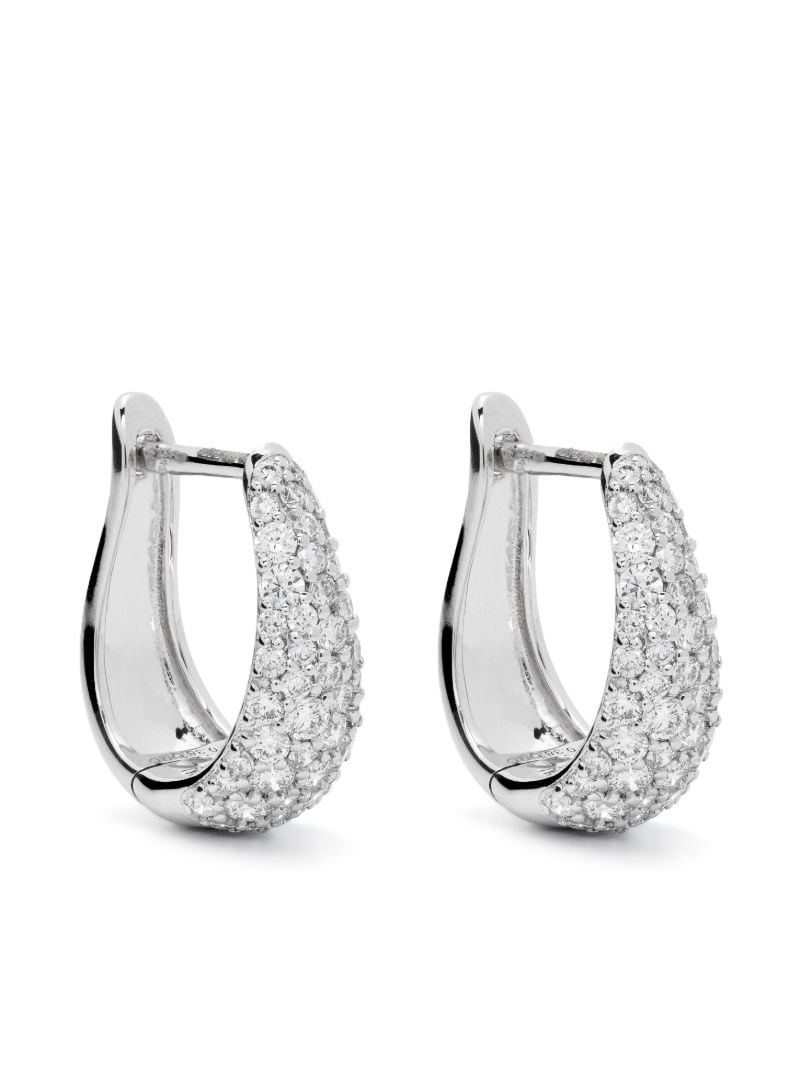 14k White Gold Drd Large Diamond Hoop Earrings