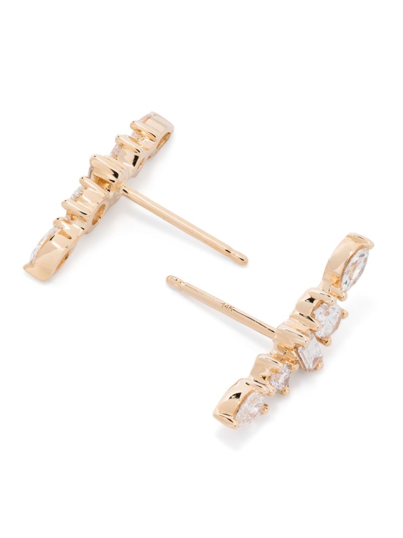 14k Yellow Gold Diamond Stud Earrings