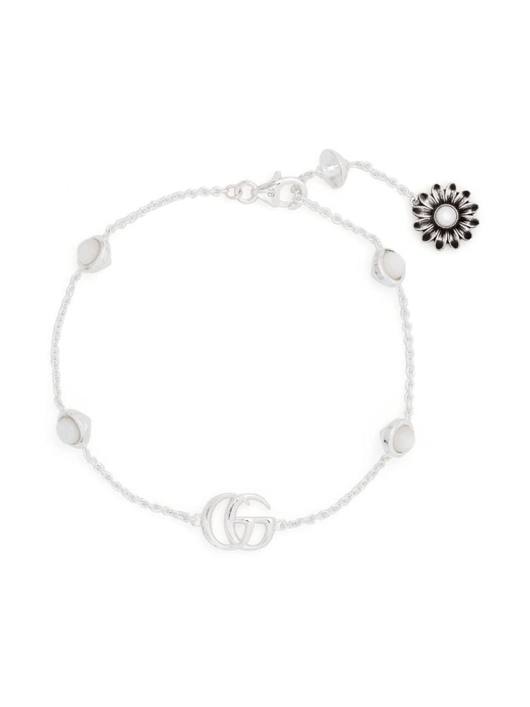 Sterling Silver Gg Marmont Flower Bracelet