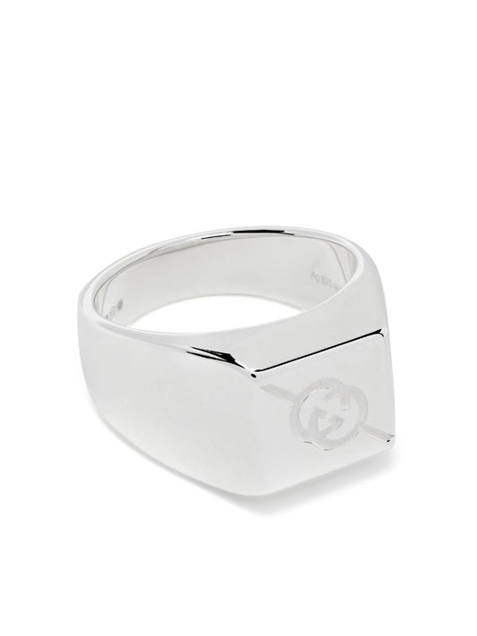 Sterling Silver Diagonal Interlocking G Ring