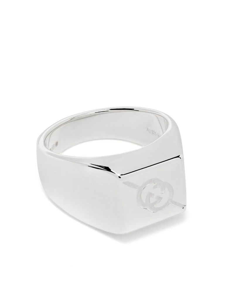 Sterling Silver Diagonal Interlocking G Ring
