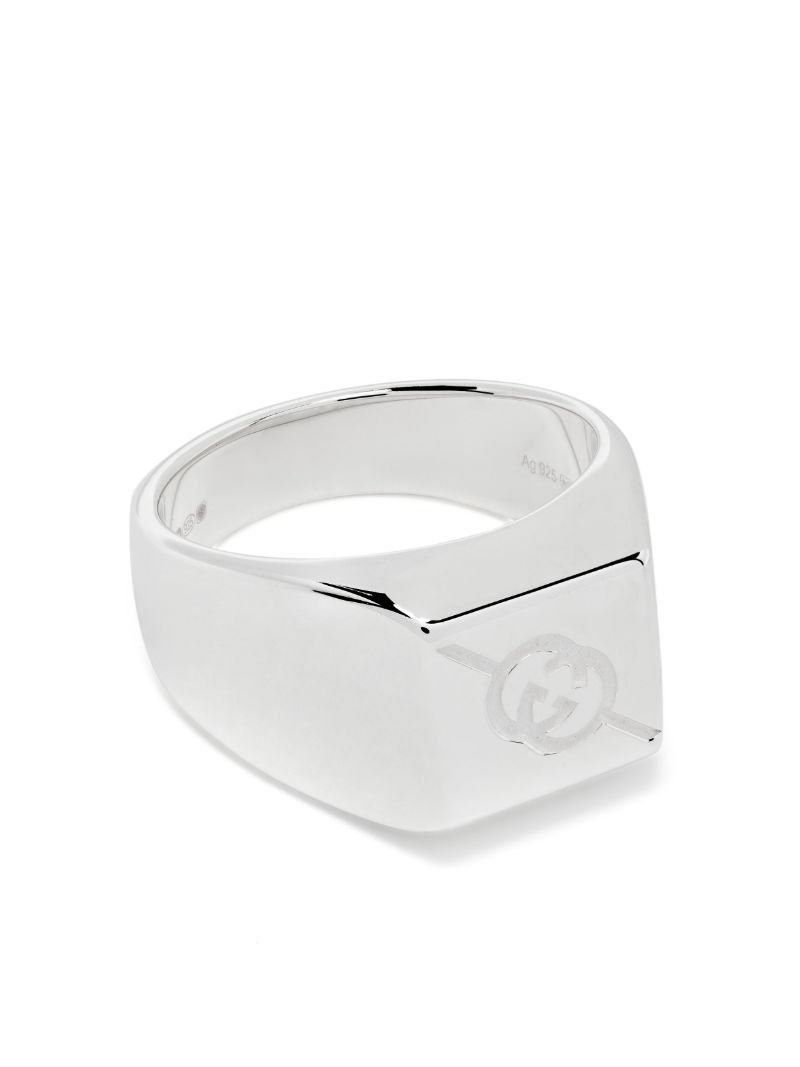 Sterling Silver Diagonal Interlocking G Ring