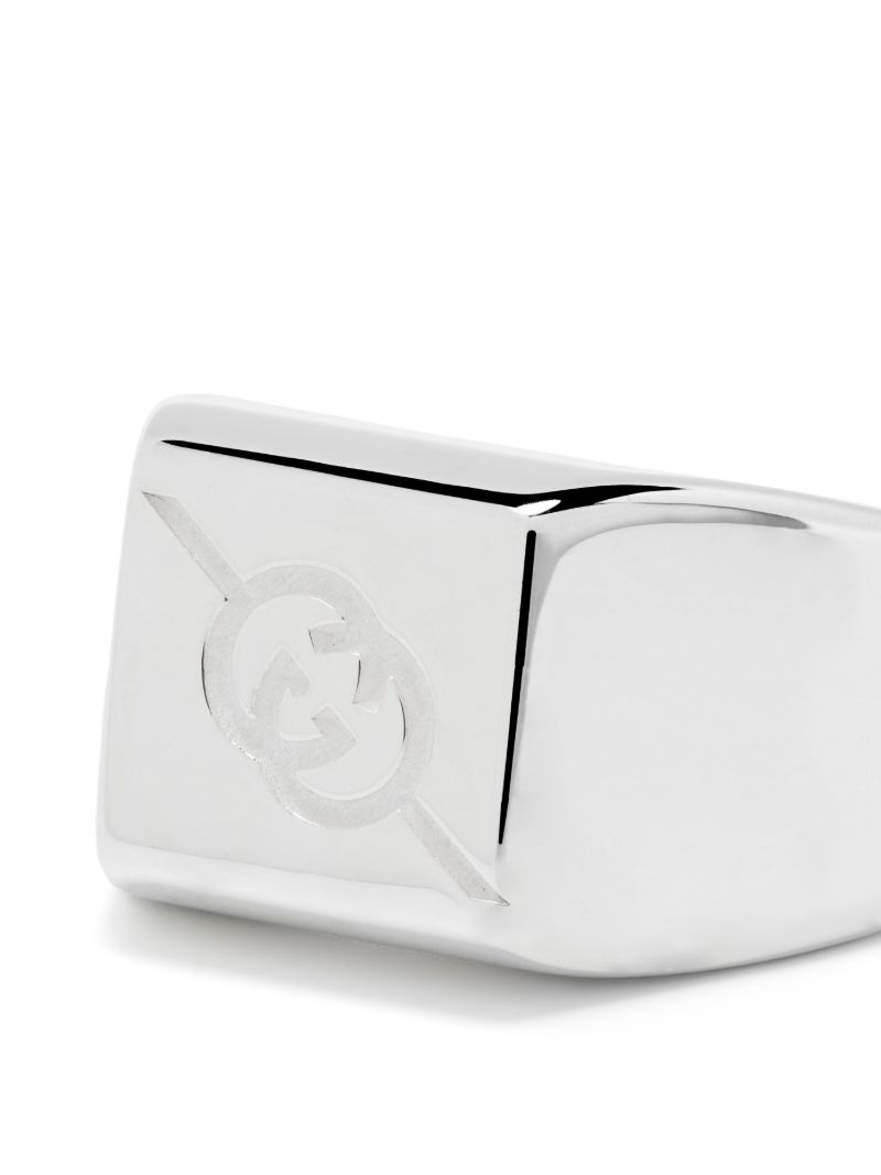 Sterling Silver Diagonal Interlocking G Ring
