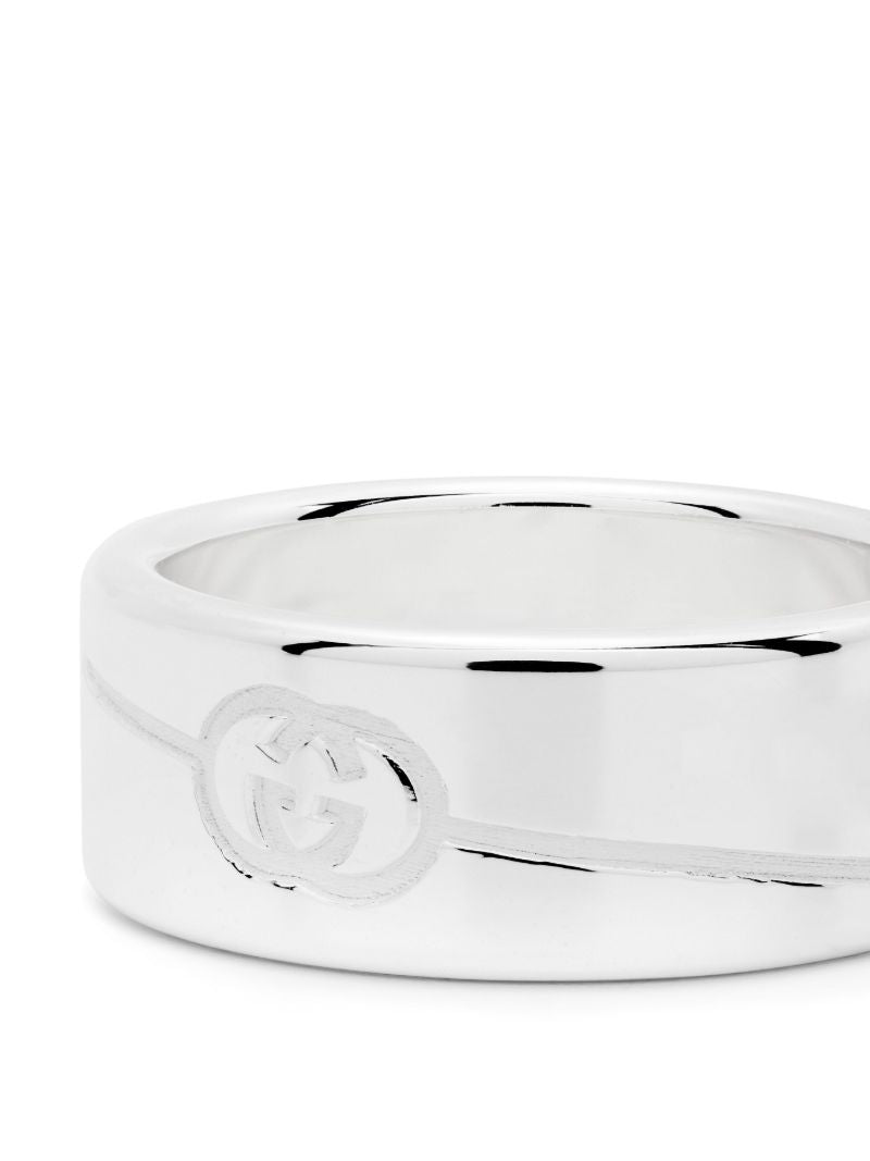 Sterling Silver Diagonal Interlocking G Ring