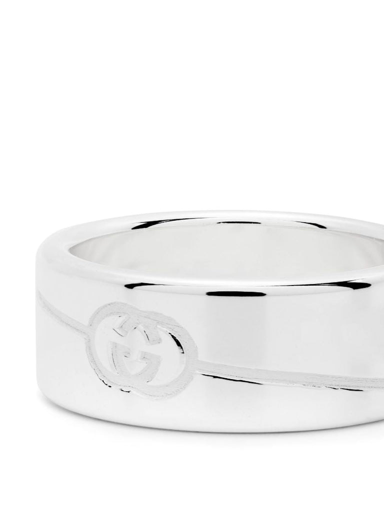 Sterling Silver Diagonal Interlocking G Ring