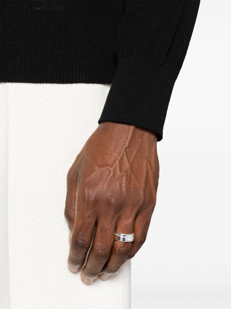 Sterling Silver Diagonal Interlocking G Ring