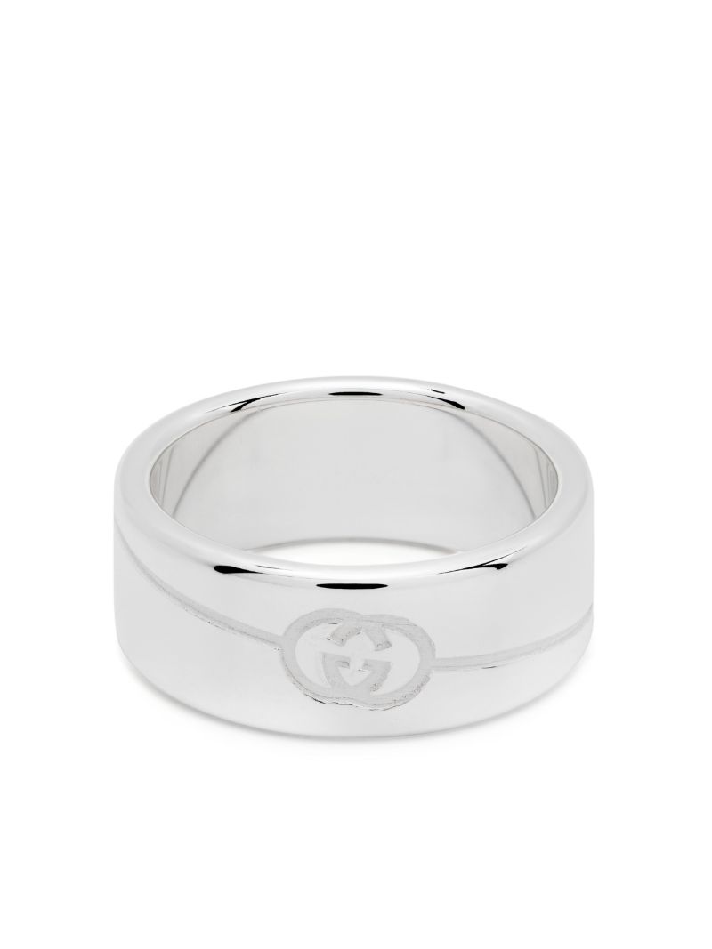 Sterling Silver Diagonal Interlocking G Ring
