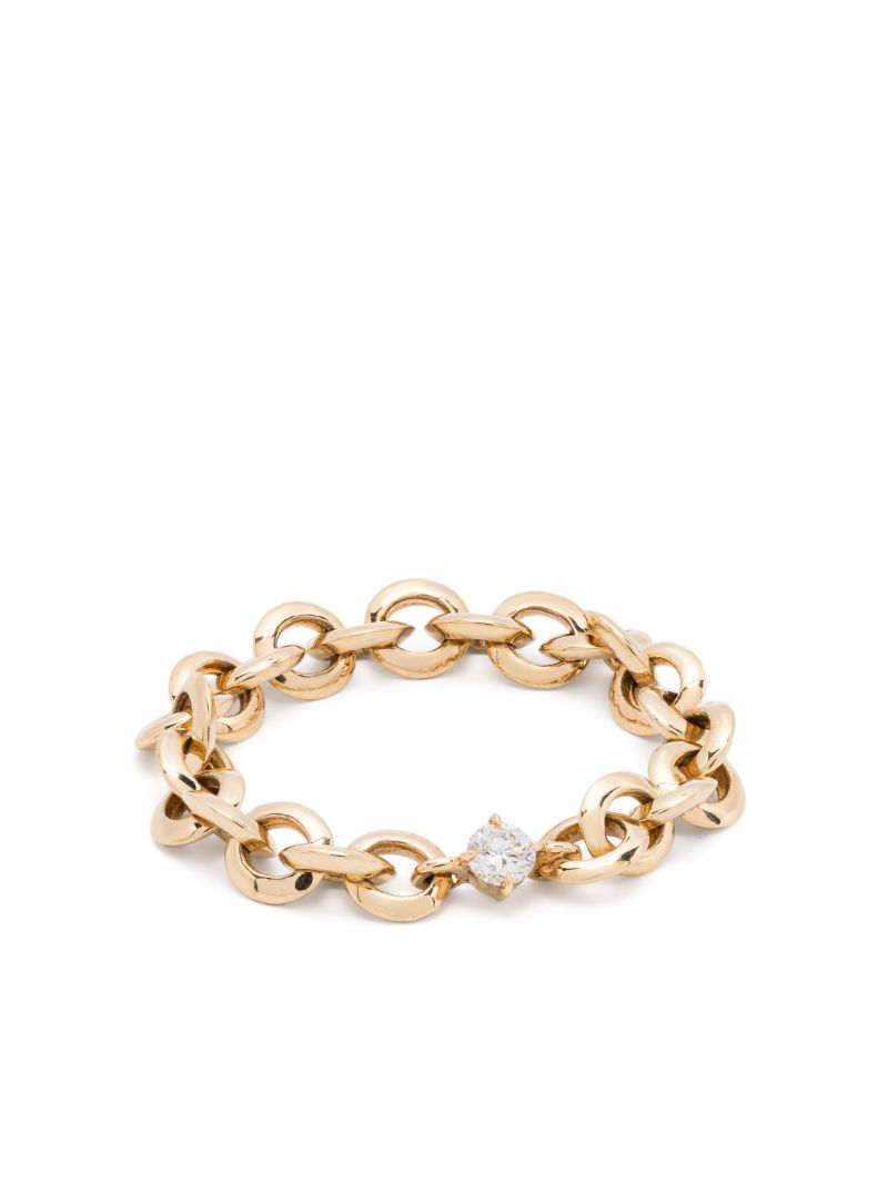18k Yellow Gold Micro Chain Diamond Ring