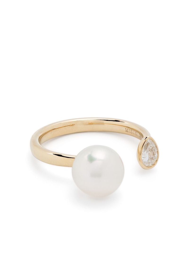 14k Yellow Gold Sea of Beauty Pearl and Diamond Ring