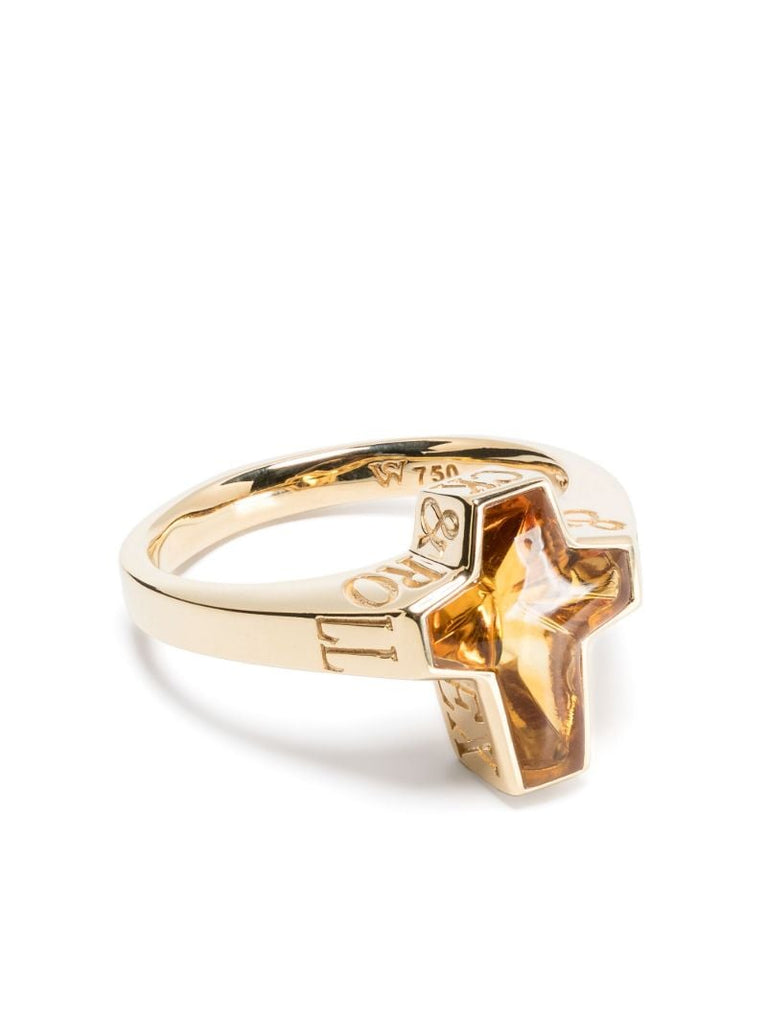 18k Yellow Gold Sex & Drugs & Rock & Roll Citrine Ring