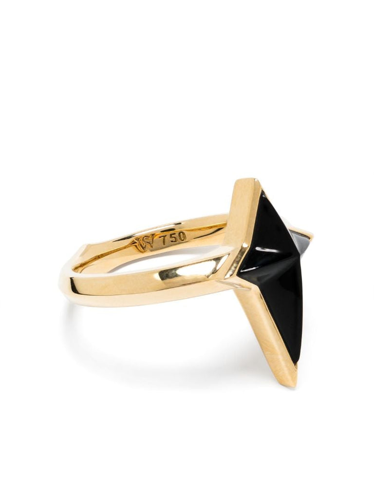 18k Yellow Gold New Cross Onyx Ring