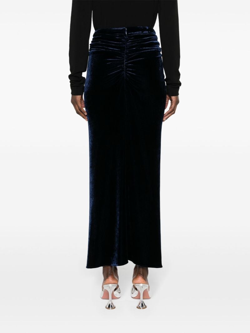 Blue Crystal-embellished Velvet Maxi Skirt