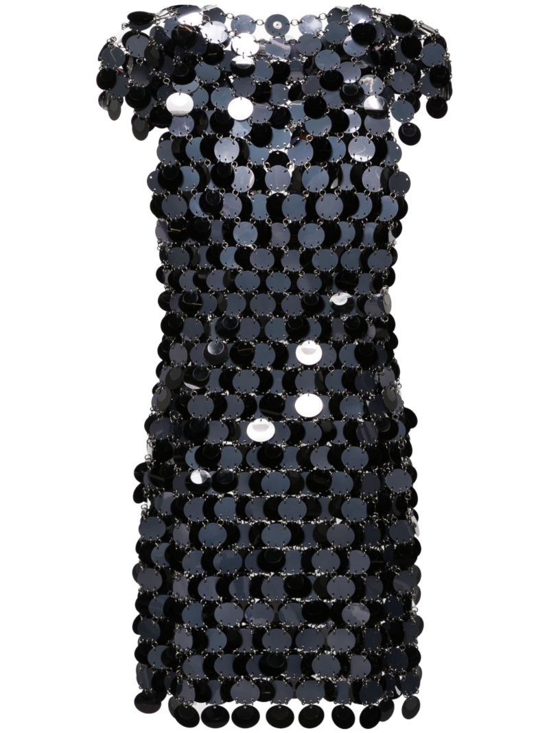 Black Chainmail Short Sleeved Mini Dress