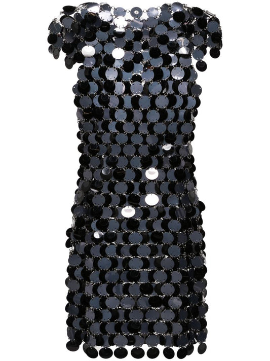 Black Chainmail Short Sleeved Mini Dress