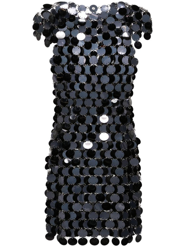 Black Chainmail Short Sleeved Mini Dress