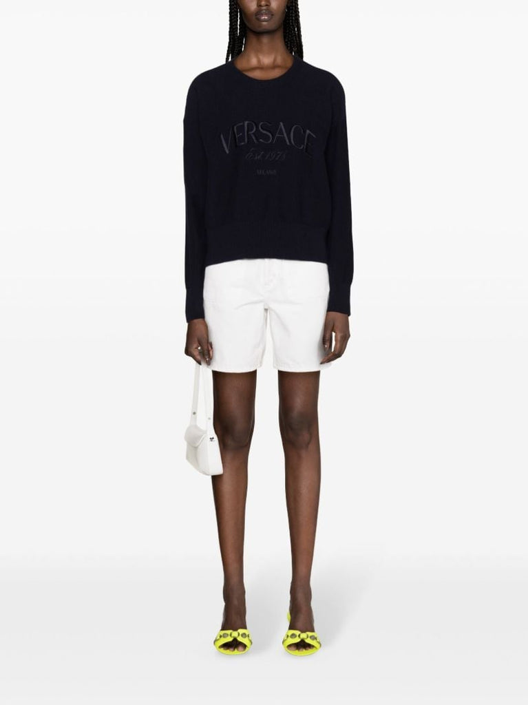 Blue Logo Embroidered Sweater