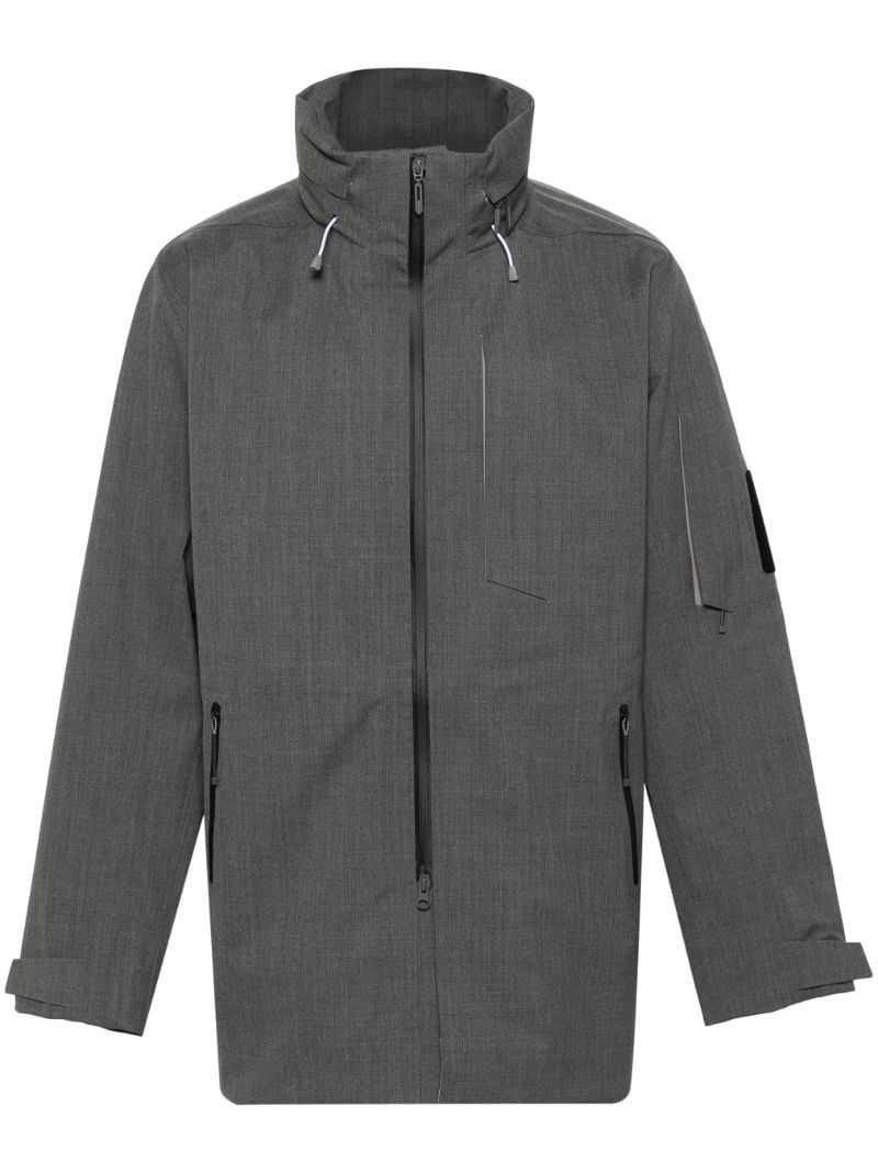 Grey Concealed-hood Lightweight Jacket
