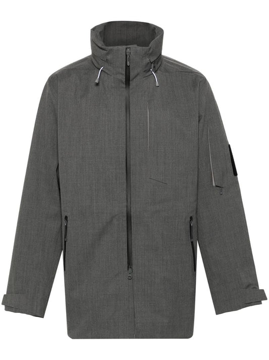 Grey Concealed-hood Lightweight Jacket