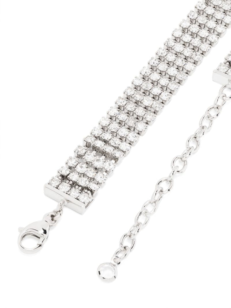 Palladium-tone Crystal Square G Necklace
