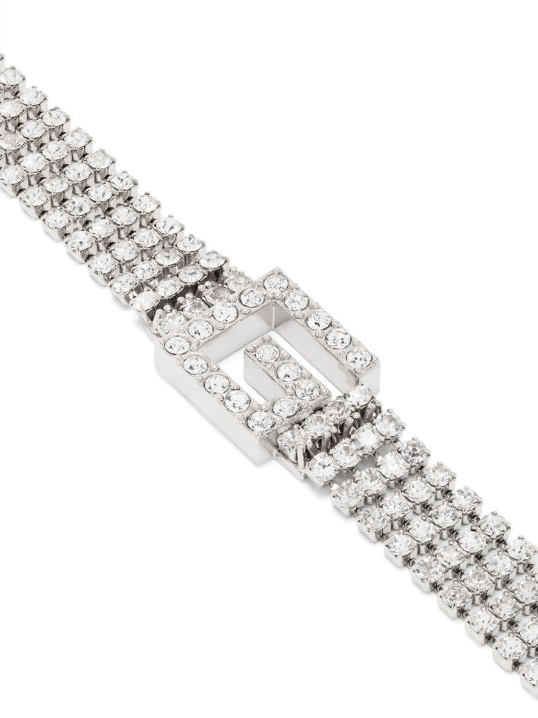 Palladium-tone Crystal Square G Necklace