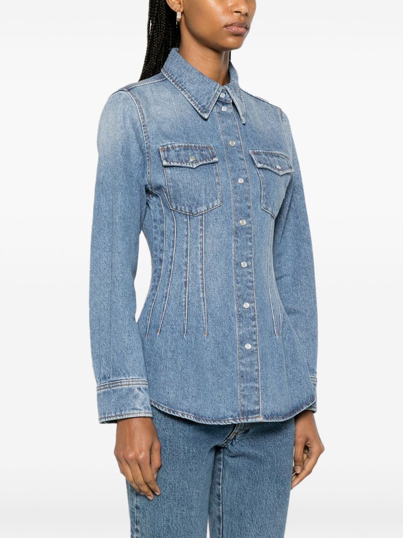 Blue Corset-style Denim Shirt