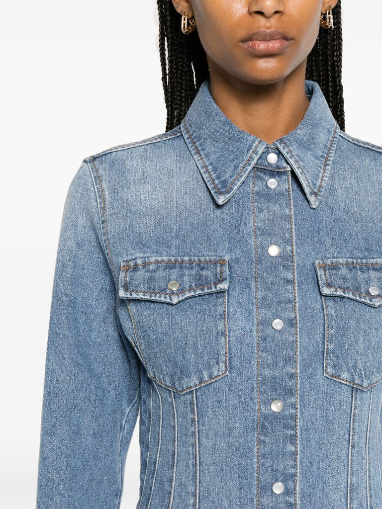 Blue Corset-style Denim Shirt