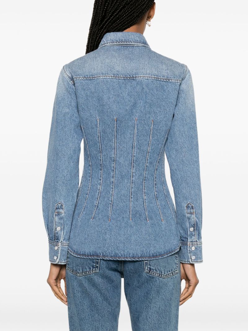 Blue Corset-style Denim Shirt