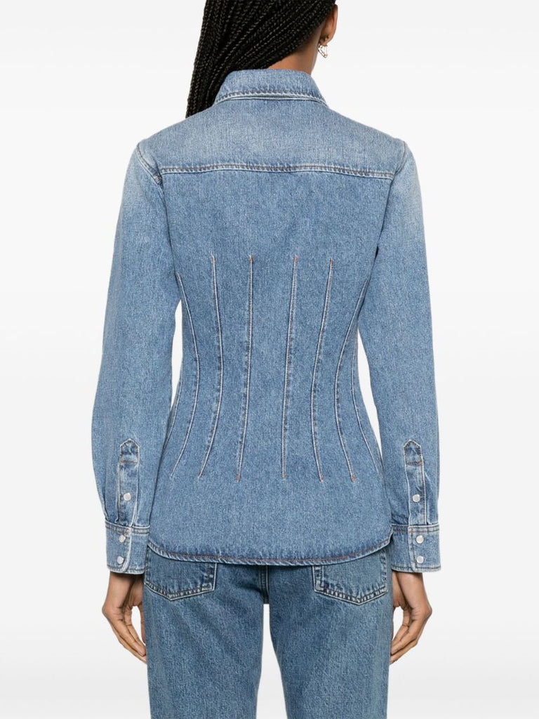 Blue Corset-style Denim Shirt