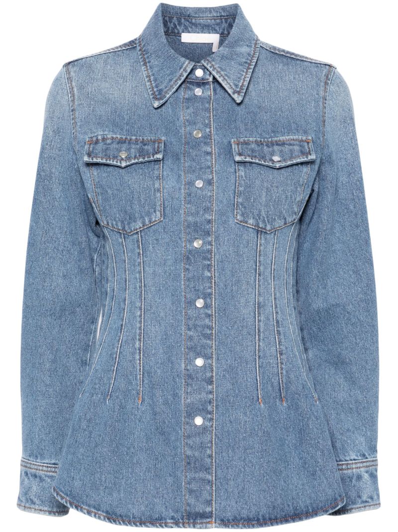 Blue Corset-style Denim Shirt