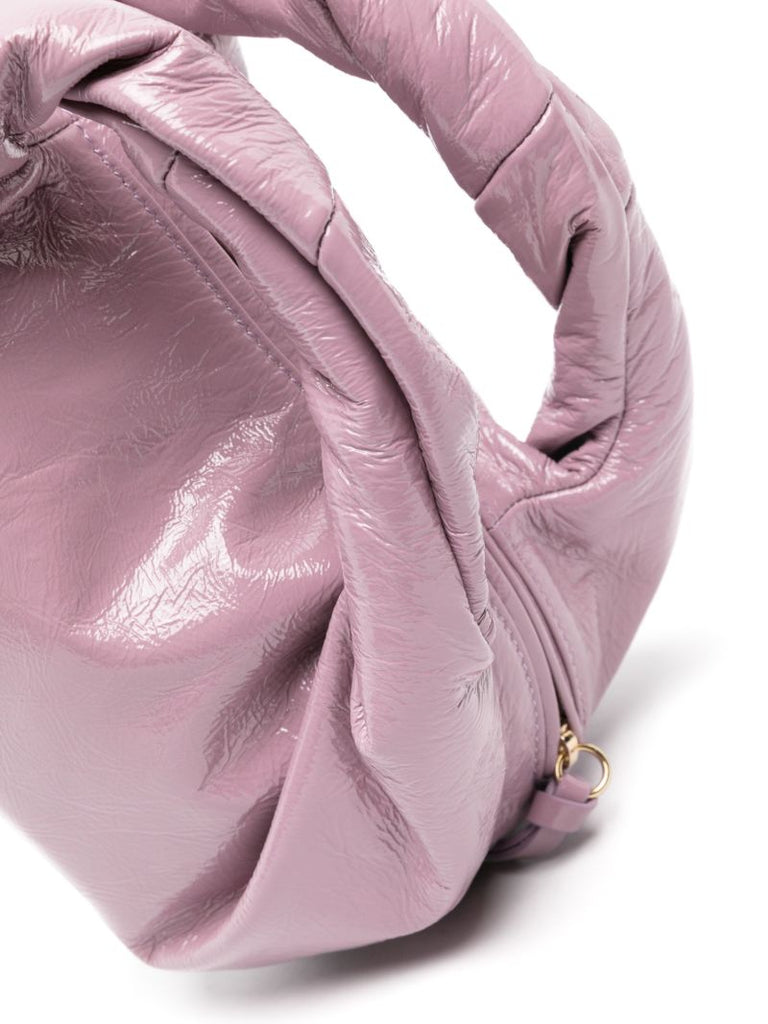 Purple Twisted Leather Tote Bag